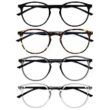 OPULIZE Met Lesebrille 4er Pack Schlank Runder Rahmen Federscharniere Kratzfest Schwarz Braun...