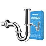 SURFOU Siphon Waschbecken Ablaufgarnitur G 1 1/4“, Abfluss Rohr Syphon Badezimmer Edelstahl Sifon...