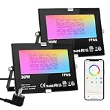 ChangM RGB LED Strahler Fluter Außen Bluetooth Objektbeleuchtung 2er Pack 30W LED Fluter...