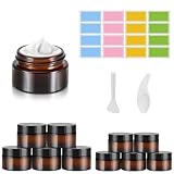 10 Stück Amber Glas Leerdose, Tiegel Cremedose 20ml/30ml Braunen Glasbehälter, Mit Aufkleber,...