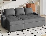 JUMMICO Schlafsofa mit Bettkasten L Form Sofa mit Schlaffunktion 3 Sitzer Couch klein Ecksofa...