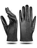 MELLIEX Lederhandschuhe Damen, Dünne Ungefüttert PU Leder Handschuhe Touchscreen Winddicht...