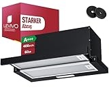 LEVIVO A+++ Flachschirmhaube 60cm Umluft & Abluft mit 400 m³/h, Einbau Dunstabzugshaube mit 2...