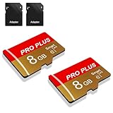 2 Pack Micro SD Karte 8GB mit SD Adapter, High-Speed Speicherkarte bis zu 80 MB/s...