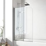 EMKE Duschwand für Badewanne 110x140cm, Badewanne Duschwand 2-teilig Faltbar, Duschtrennwand für...