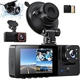 Bestsee 1080P Dashcam Auto Vorne Hinten und Innen mit 64GB SD-Karte, Autokamera mit...