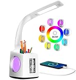 Schreibtischlampe Kinder 7 IN 1 Led Tischleuchte，VAZILLIO 10W Augenschutz Nachttischlampe Dimmbar...