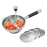Kartoffelstampfer Edelstahl - Passiermühle Passiergerät Für Aus Edelstahl Mit 3 Frässcheiben,...