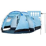 CampFeuer Zelt Super+ für 4 Personen | Blau/Schwarz | Großes Tunnelzelt mit 2 Eingängen und...