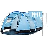 CampFeuer Zelt Super+ für 4 Personen | Blau/Schwarz | Großes Tunnelzelt mit 2 Eingängen und...