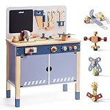 ROBUD Holzspielzeug Werkbank, Großes Kinder Holz Spielwerkzeug, Pretend Play Creative Building Set,...