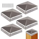 Pfostenkappen 9x9cm-5 Stück Verzinkte Pfostenabdeckung aus Metall, Pyramidenform Zaunpfosten Kappen...