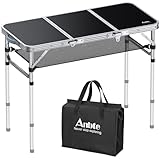 Anbte Campingtisch Klapptisch Aluminium 88x40cm (LxB) mit 3 Höhenverstellbar Tragbar Koffertisch...