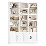 FirFurd 209cm Bücherregal mit Türen Bücherschrank mit 15 Fächern Vitrinenschrank aus Holz...