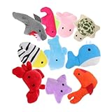 HANABASS 10 Stück Teiliges Set Plüsch Fingerpuppen Meerestiere Hundespielzeug-Set Weiche...