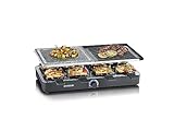 SEVERIN Raclette-Grill mit Naturgrillstein und Grillplatte, Raclette mit antihaftbeschichteter...