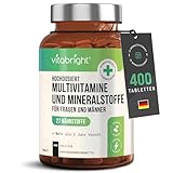 Multivitamin Tabletten Hochdosiert - 400 Tagedosis Vitamine, Mineralien & Ergänzungsmittel A-Z...