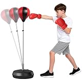 HOMCOM Punchingball Set 126-144cm Höhenverstellbar Boxstand mit Ständer Boxbirne Boxhandschuhen...