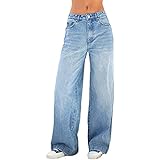 Sawmew Damen High Waist Jeans Y2K E-Girl Frauen Jeanshosen Gradient Baggy Jeans Vintage Wide Leg...