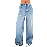 FUZUAA Baggy Jeans für Damen Hip Hop Lange Jeans Y2K Lose gerade Jeans Hohe Taillenjeans Bootcut...