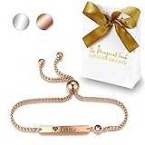 TMT Personalisiertes Geburtsstein Armband mit Gravur | Silber Rose-gold | mit namen für Frauen und...