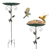Vogelbad Garten Stehend 77x25.5cm - Groß Winterfeste Metall Vogeltränke mit Erdspieß, Grün...