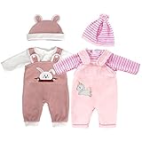 ZWOOS Puppenkleidung für Babypuppen 35-43 cm, süßes Outfit mit Hut kompatibel mit Baby Born, Baby...