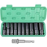 FIFIBANG 11pcs Langnuss Set 1/2'', Schlagschrauber Satz mit Kunststoffkoffer, Langnüsse Satz...