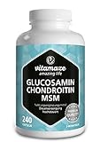VITAL-Komplex mit Glucosamin, Chondroitin, MSM, hochdosiert, 240 Kapseln für 2 Monate mit Vitamin...