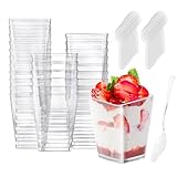 50 Stück Desserttasse mit 50 Stück Löffeln, 5 OZ /160ML Dessertbecher Klare Dessertschalen...