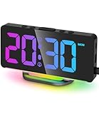 Goxiry Wecker Digital, 7-Zoll-LED-wecker, 10 Farben LED Digitalanzeige,Snooze, Helligkeit und...