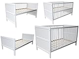 Micoland Kinderbett 3in1 Kinderbett / Beistellbett / Juniorbett 140x70cm weiß