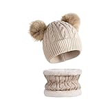 FOLODA Kinder Wintermütze Schal Set – Weiches Stretch Acryl 6 Farben Für Jungen Und Mädchen Zum...