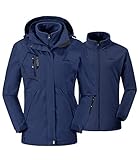 donhobo Damen 3-in-1 Skijacke mit Fleecejacke Wasserdichte Regenjacke Outdoorjacke mit Kapuze...