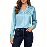 Seidenbluse Damen Elegant Bluse mit Plissee Satin Blusen Beste Bürokleidung Kadın Fantezi Gömlek...