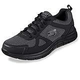 Skechers Herren Track Bucolo Sneakers, Black Leather Mesh Trim, 48.5 EU