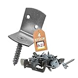 h2i Flechtzaunhalter | Edelstahl | 4 Stück | Flechtzaunbeschlag in L-Form aus Metall | langlebige...