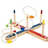 Ringwurfspiel – Rahmen aus Naturholz, bunt, lustige Aktivität in Familiengröße für Kinder,...