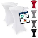 Blumtal 2er Set Stretch Stehtisch Hussen Bügelfrei - Oeko -TEX zertifizierte Tischhussen für...
