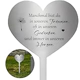 shockassist Grabschmuck Wetterfest, Grabstecker Edelstahl Herz, Grabdekoration mit Spruch du...