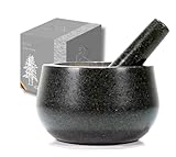 BERGART Mörser mit Stößel aus Granit (Ø 13 cm) – Gewürzmörser mit rauer Innenseite, tiefer...