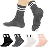 4 Paar pilates socken, antirutschsocken stoppersocken damen, Ballett Barre Tanz Yoga Socken damen...