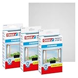 tesa Insect Stop Standard Fliegengitter für Fenster im 3er Pack - Insektenschutz zuschneidbar -...