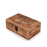 Samhita Handgefertigte Mangoholz Baum des Lebens Gravur Wunderschön Andenken Box Schmuck Organizer...