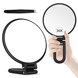MIYADIVA 30X Vergrößerungsspiegel mit Griff – Doppelseitiger Makeup-Spiegel (1X/30X), faltbar &...