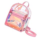Healeved Iridescent Mini Rucksack für Mädchen Kleiner Transparenter Jelly Rucksack aus Klarem...