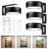 3 Stück Bilderleuchte Kabellos mit Fernbedienung, Magnetische Bildbeleuchtung Kabellos mit 3...