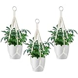 Cisyia 3 Stück Makramee Blumenampel für Aussen HäNgend, 55cm Balkon Pflanzenampel für Innen...