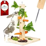 Nagergaleria® Futterbaum Kaninchen Meerschweinchen mit Bodenplatte aus Holz und Erdspieß fürs...