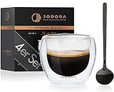 JODORA Espresso Gläser doppelwandig - Espressotassen Glas inklusive 4 Espressolöffel - Design...